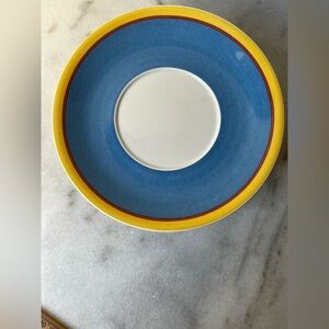 Villeroy & Boch Blue and Yellow Saucer set of 6